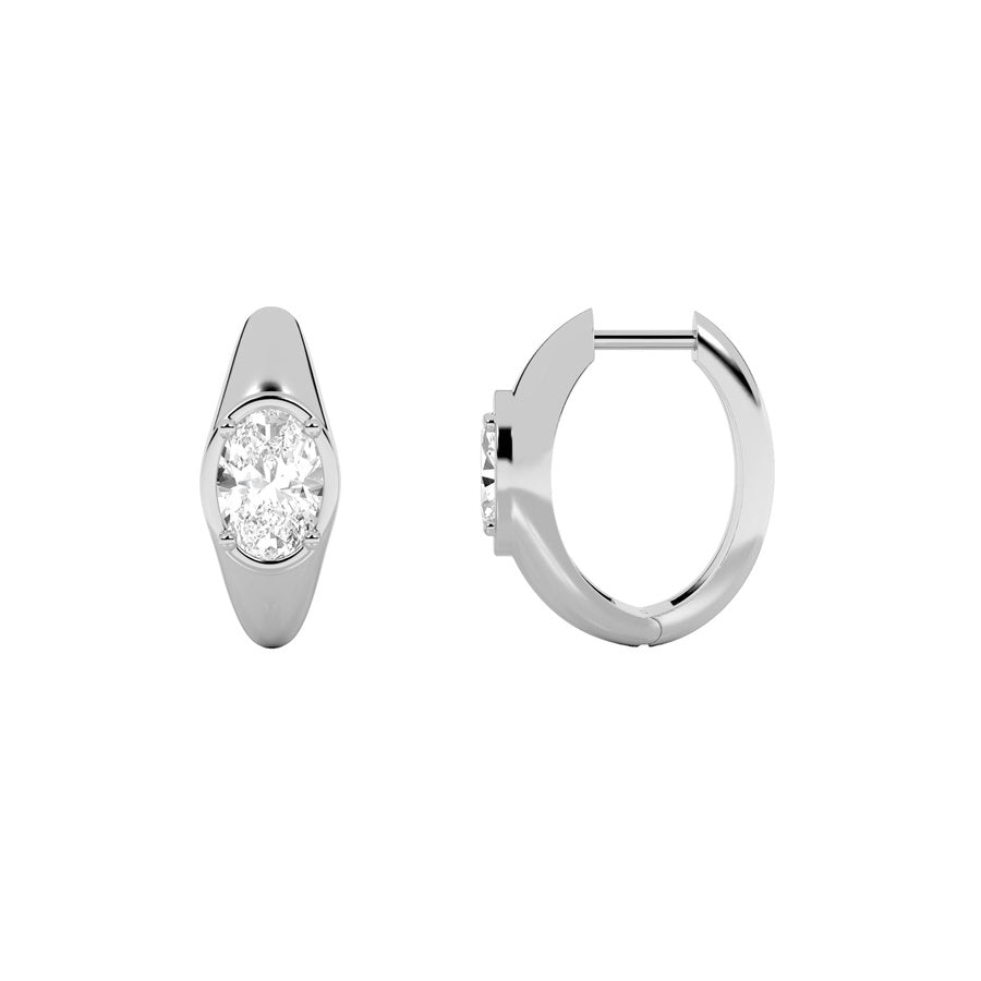 Oval Shape Solitaire Huggie Earrings lab grown diamond