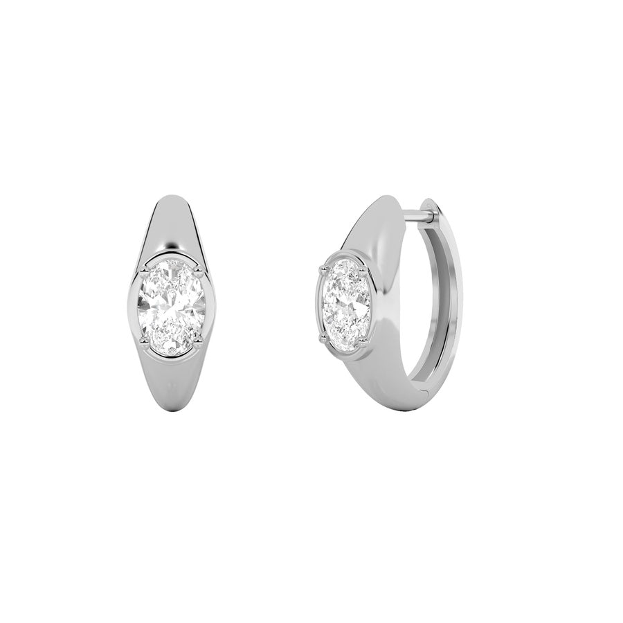 Oval Shape Solitaire Huggie Earrings lab grown diamond