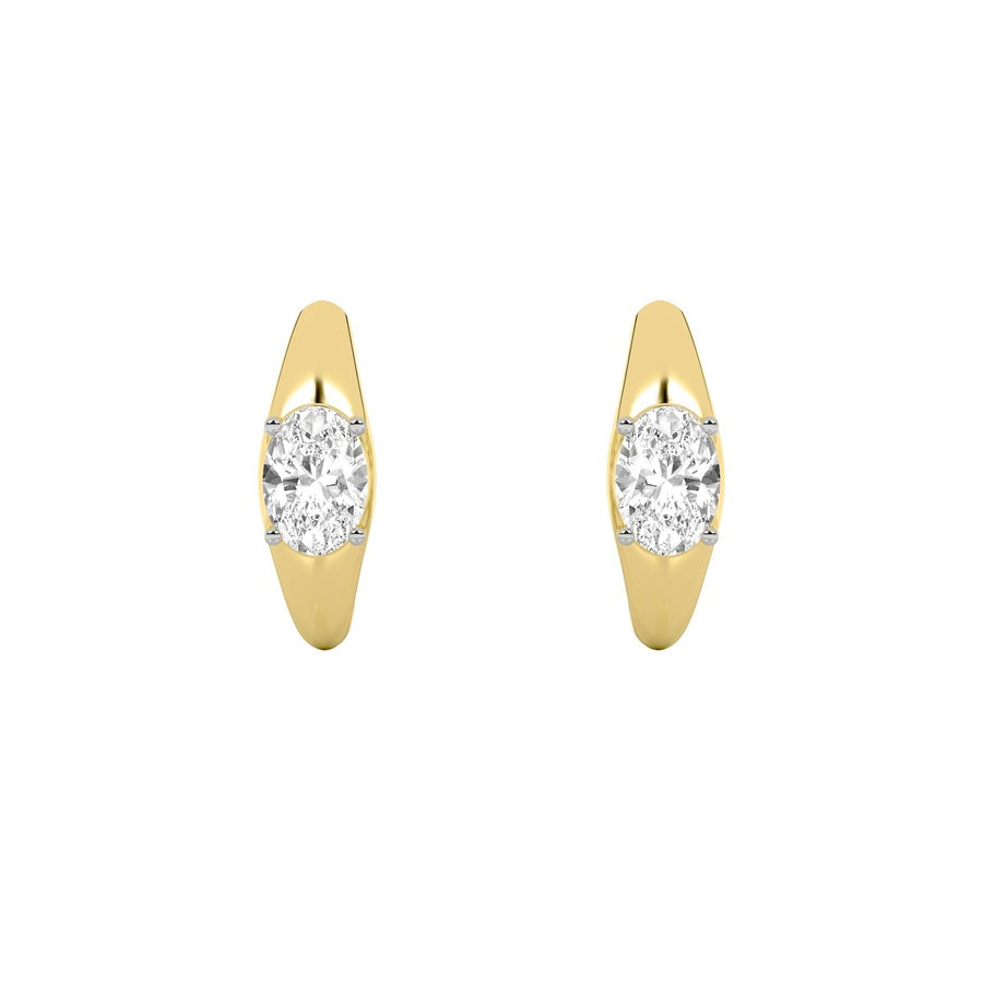2Cttw Oval Shaped Lab Grown Diamond (G/VS) HuggieEarrings in 10K Gold