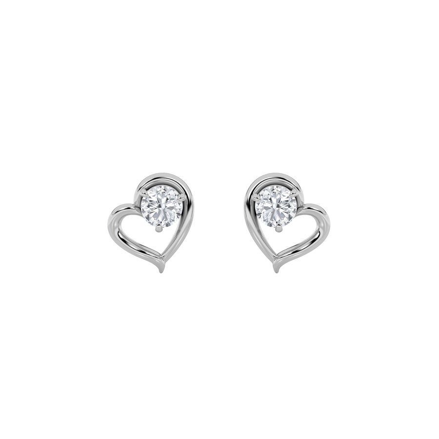 0.5Cttw Round Shaped Lab Grown Diamond (F/VS) Heart Shaped Stud Earrings in 14K Gold