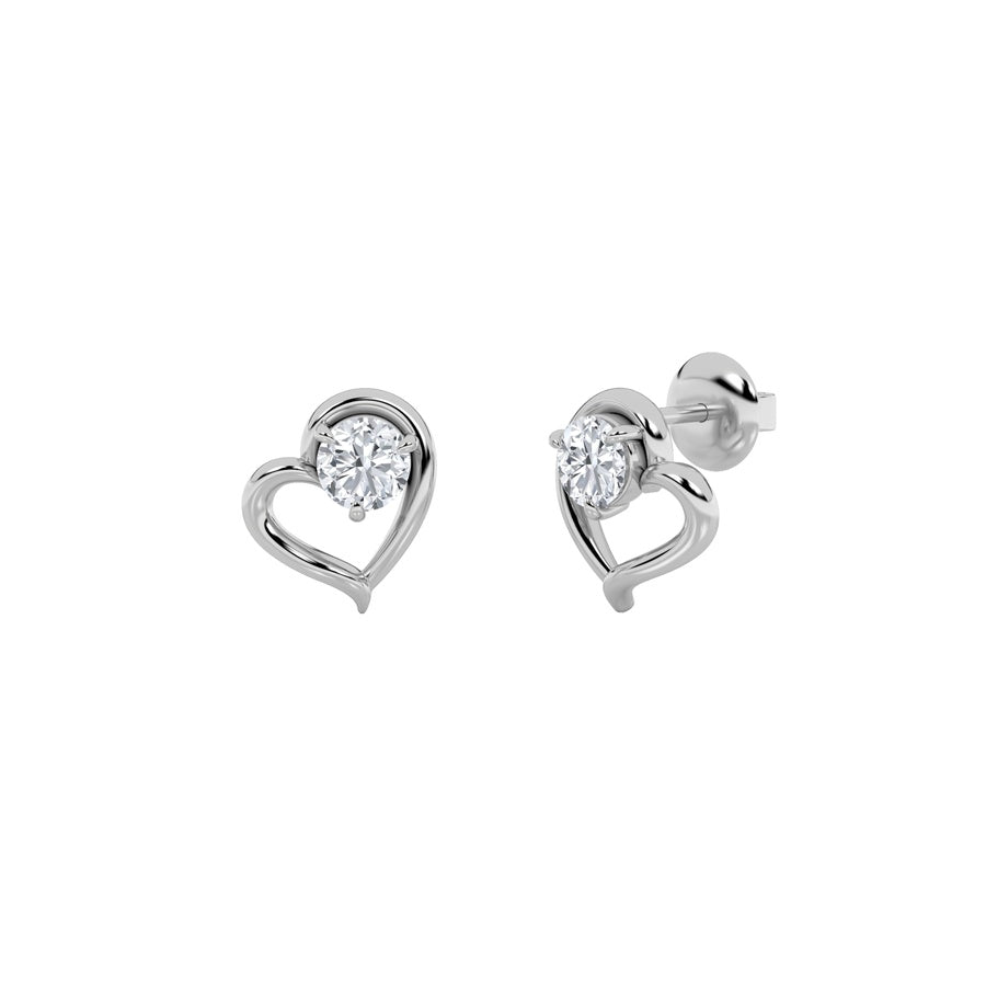 Heart Shape Stud Earrings lab grown diamond