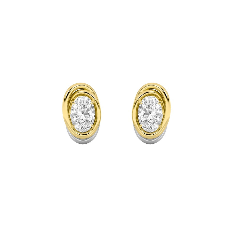 2Cttw Oval Shaped Lab Grown Diamond (F/VVS) Knot Earrings in 14K Gold