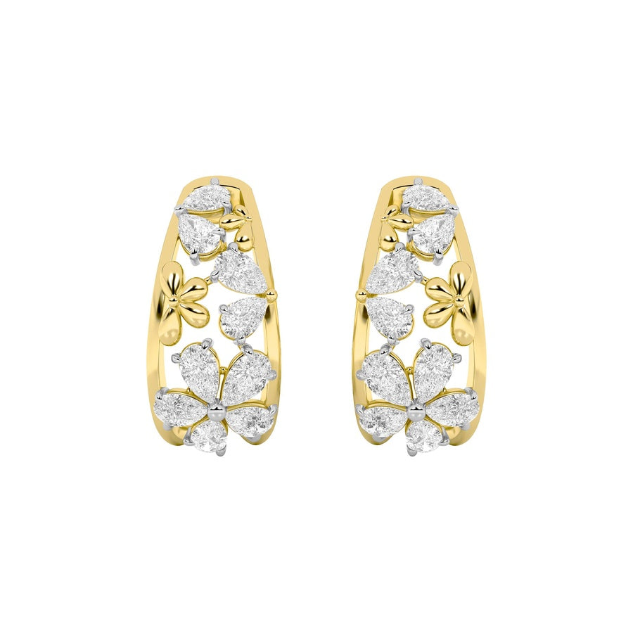 4.5Cttw Pear Shaped Lab Grown Diamond (F/VS) FancyFlower Earrings in 14K Gold