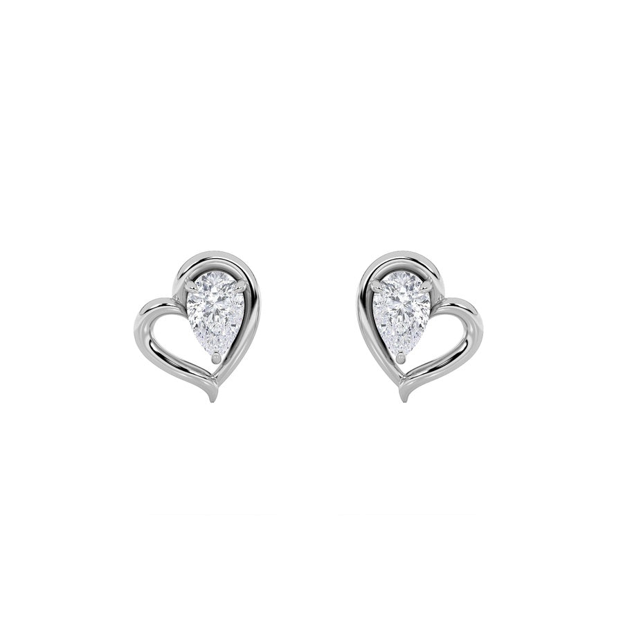 0.5Cttw Pear Shaped Lab Grown Diamond (F/VS) HeartShaped Earrings in 14K Gold