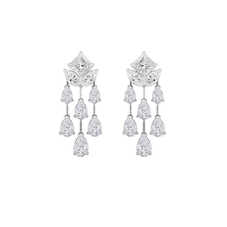 7Cttw Princess Shaped Lab Grown Diamond (F/VS) Dangle Earrings in 14K Gold