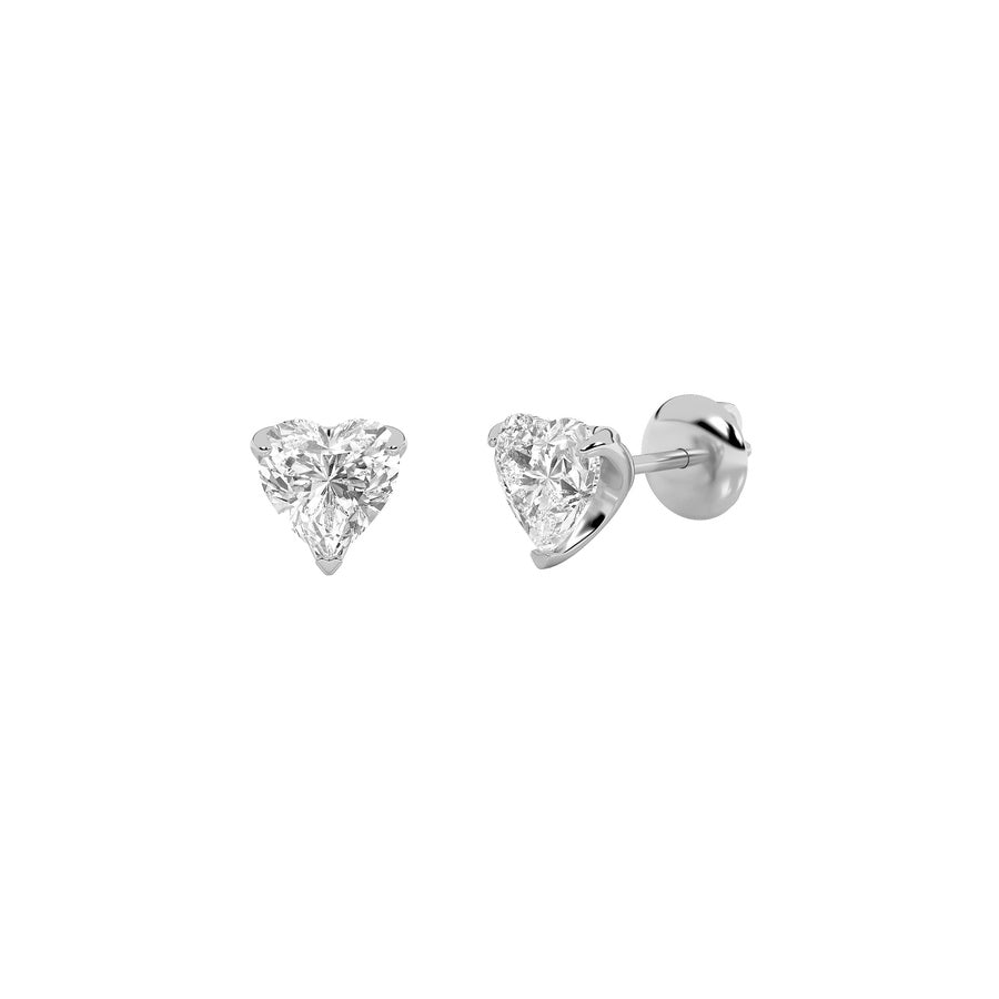 2Cttw Heart Shaped Lab Grown Diamond (F/VS) HeartShaped Earrings in 14K Gold