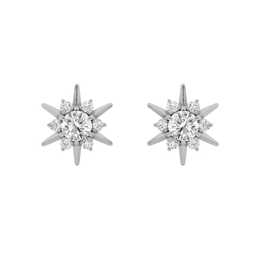 2Cttw Round Shaped Lab Grown Diamond (F/VS) Astralis Earrings in 14K Gold