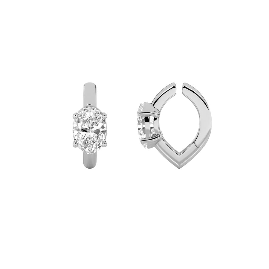 Oval Shape Huggie Cuff Earrings lab grown diamond
