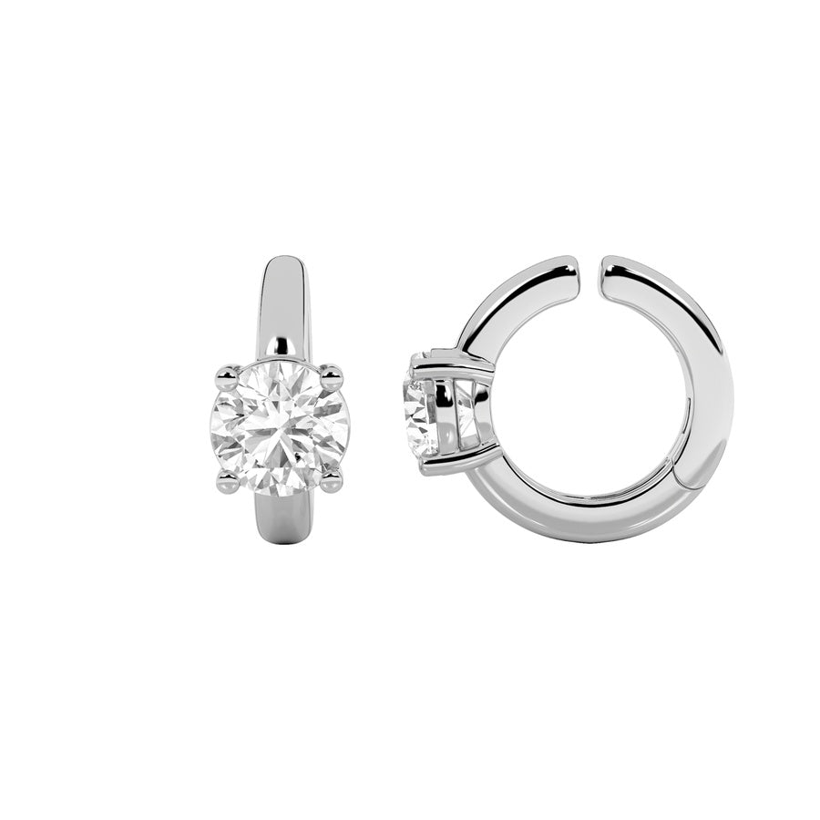 Round Shape Huggie Cuff Earrings lab grown diamond