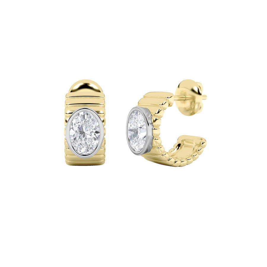2Cttw Oval Shaped Lab Grown Diamond (F/VS) FashionEarrings in 14K Gold