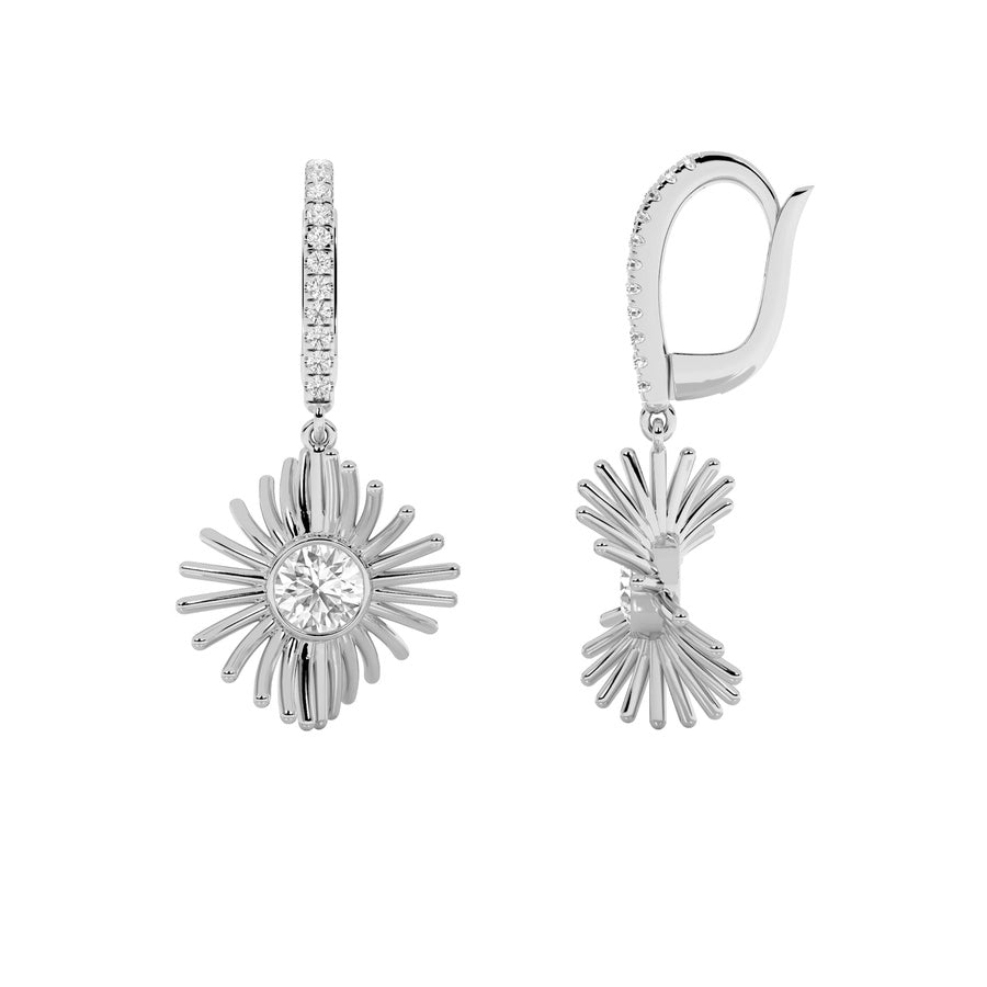 1Cttw Round Shaped Lab Grown Diamond (F/VS) DangleFashion Earrings in 14K Gold
