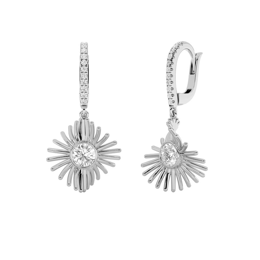 1Cttw Round Shaped Lab Grown Diamond (F/VS) DangleFashion Earrings in 14K Gold