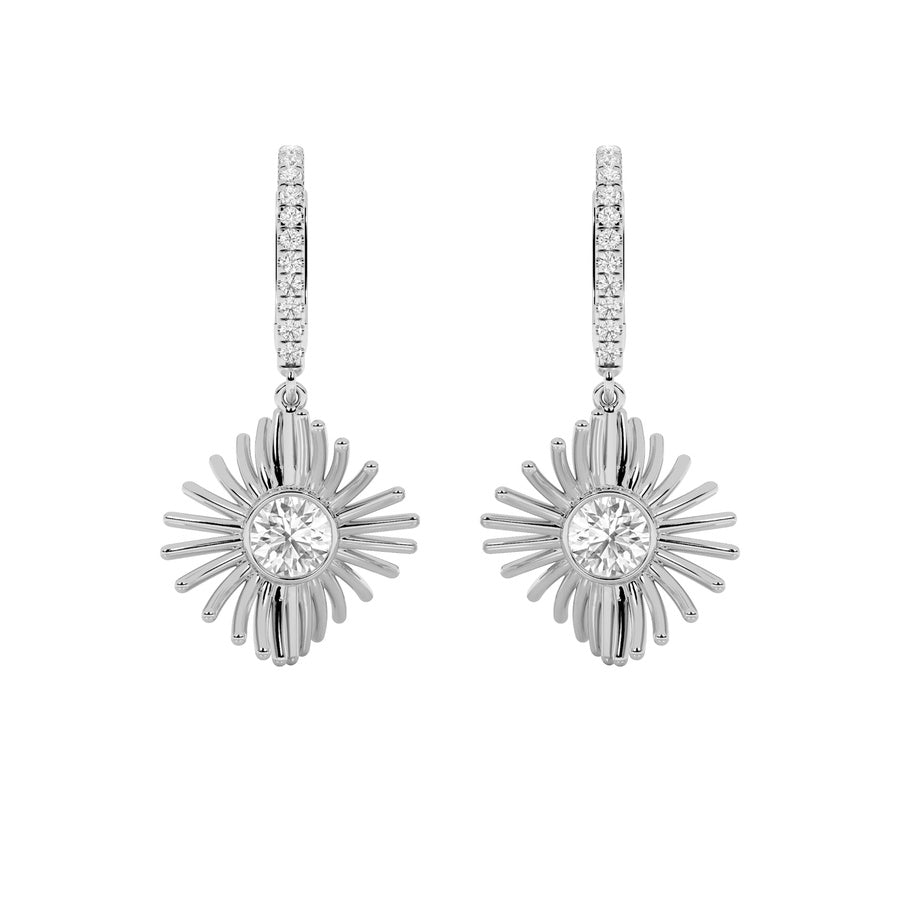 1Cttw Round Shaped Lab Grown Diamond (F/VS) DangleFashion Earrings in 14K Gold