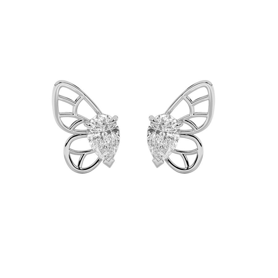 Pear Shape Butterly Fashion Earrings lab grown diamond