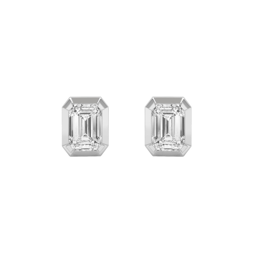 3Cttw Emerald Shaped Lab Grown Diamond (F/VS) SudEarrings in 14K Gold