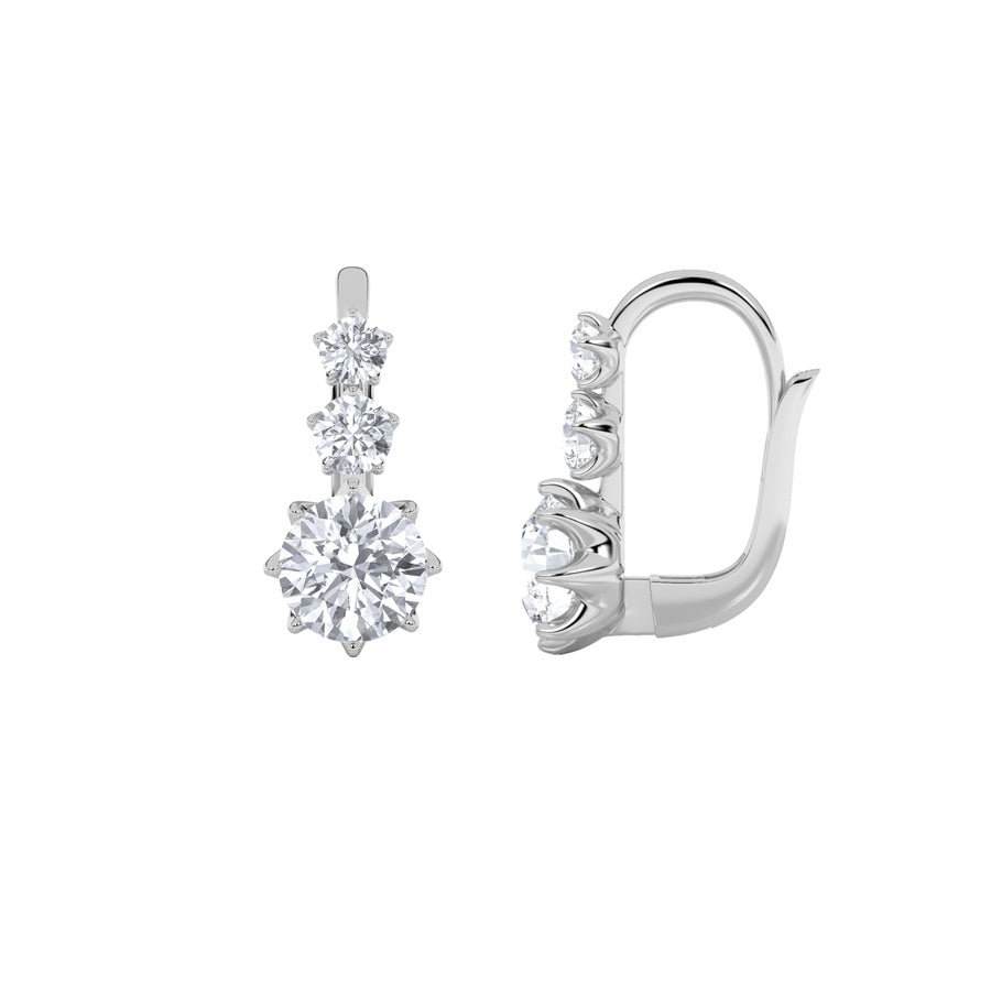 2.5Cttw Round Shaped Lab Grown Diamond (F/VS) Antique Design Earrings in 14K Gold