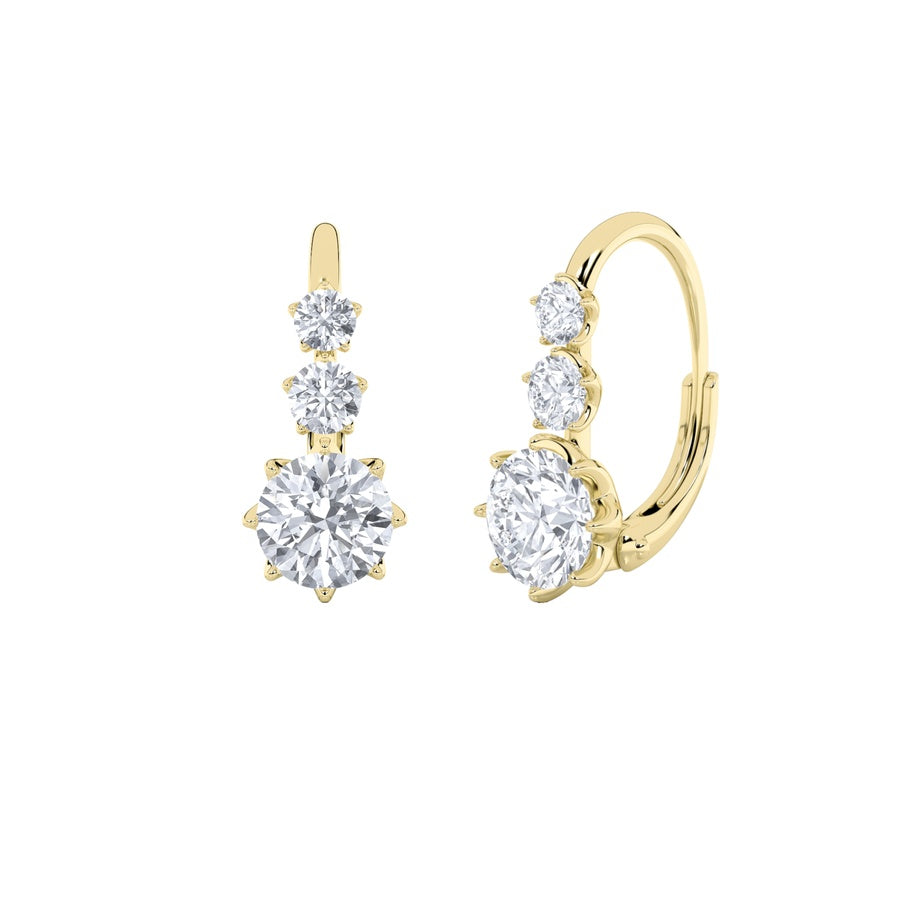 2.5Cttw Round Shaped Lab Grown Diamond (F/VS) Antique Design Earrings in 14K Gold