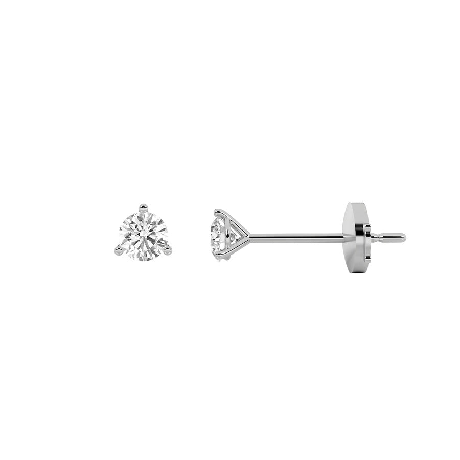 0.5Cttw Round Shaped Lab Grown Diamond (F/VS) Three Prong Martini Stud Earrings in 14K Gold