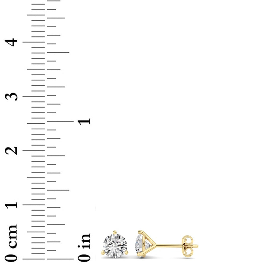 1Cttw Round Shaped Lab Grown Diamond (G/VS) ThreeProng Martini Stud Earrings in 14K White Gold