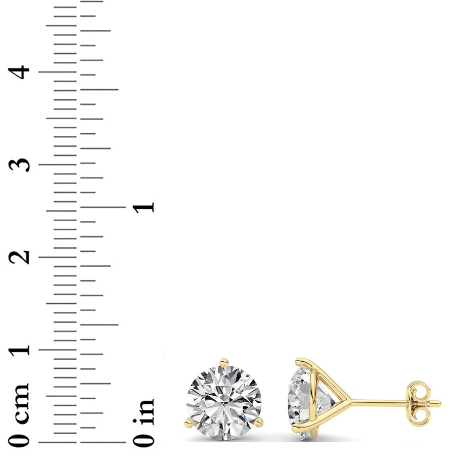 5Cttw Round Shaped Lab Grown Diamond (G/VS) ThreeProng Martini Stud Earrings in 14K White Gold