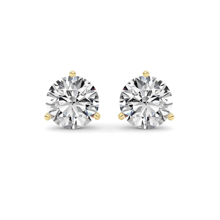 5.5Cttw Round Shaped Lab Grown Diamond (G/VS) Three Prong Martini Stud Earrings in 14K White Gold
