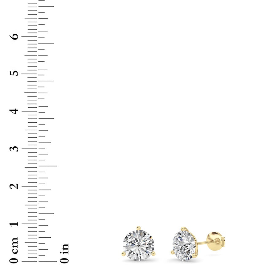 5.5Cttw Round Shaped Lab Grown Diamond (G/VS) Three Prong Martini Stud Earrings in 14K White Gold