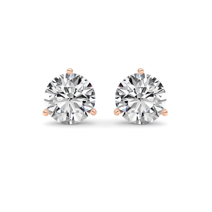5.5Cttw Round Shaped Lab Grown Diamond (G/VS) Three Prong Martini Stud Earrings in 14K White Gold