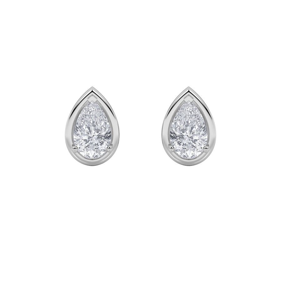 2Cttw Pear Shaped Lab Grown Diamond (F/VS) Stud Earrings in 14K Gold