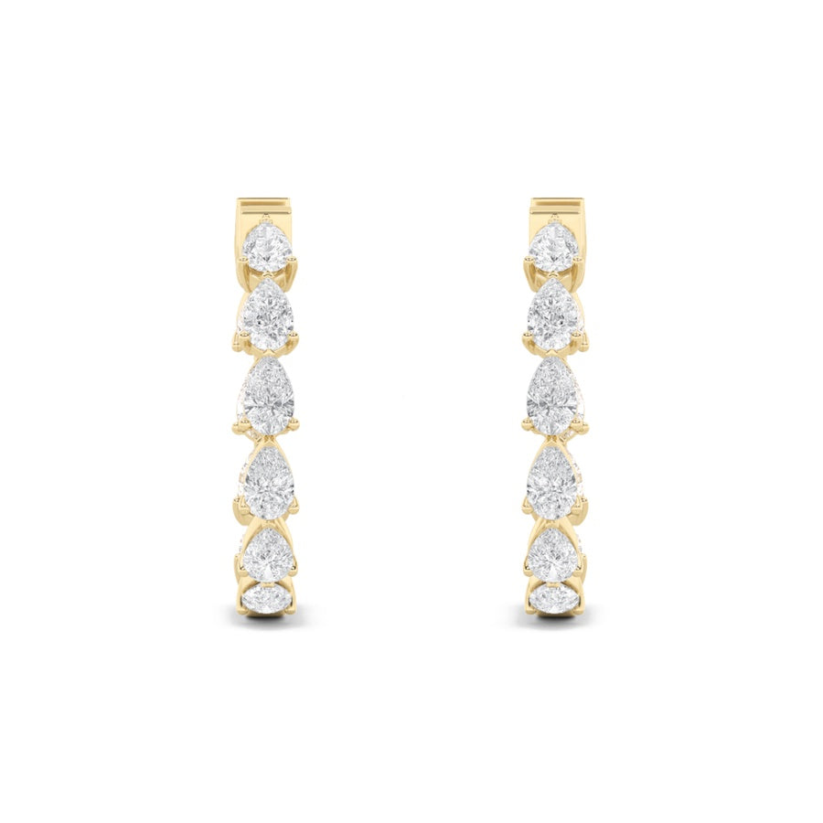 4Cttw Pear Shaped Lab Grown Diamond (F/VS) InsideOut Hoop Earrings in 14K Gold
