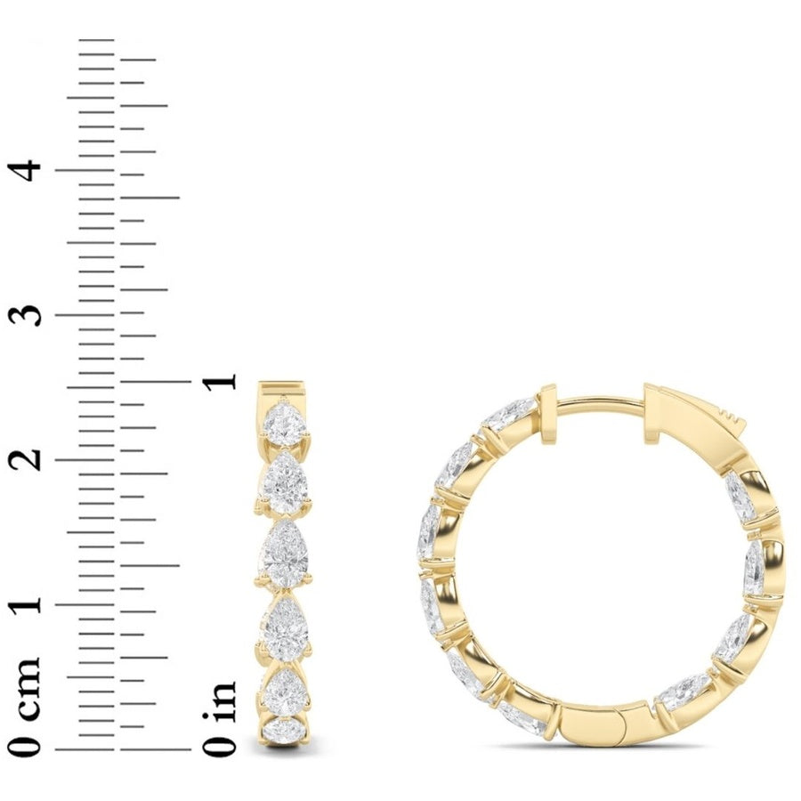 4Cttw Pear Shaped Lab Grown Diamond (F/VS) InsideOut Hoop Earrings in 14K Gold