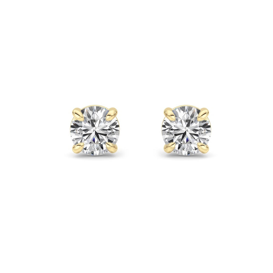 1Cttw Round Shaped Lab Grown Diamond 4 Prong StudEarrings in 14K Gold (F/VS)