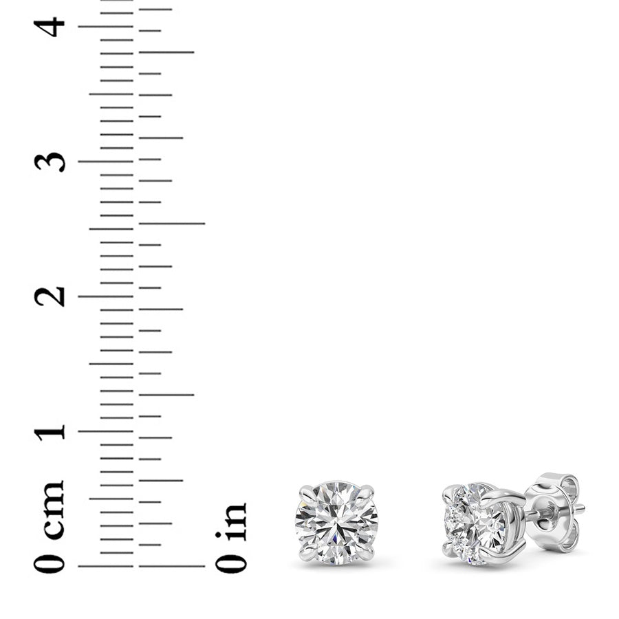 2Cttw Round Shaped Lab Grown Diamond 4 Prong StudEarrings in 14K Gold (F/VS)