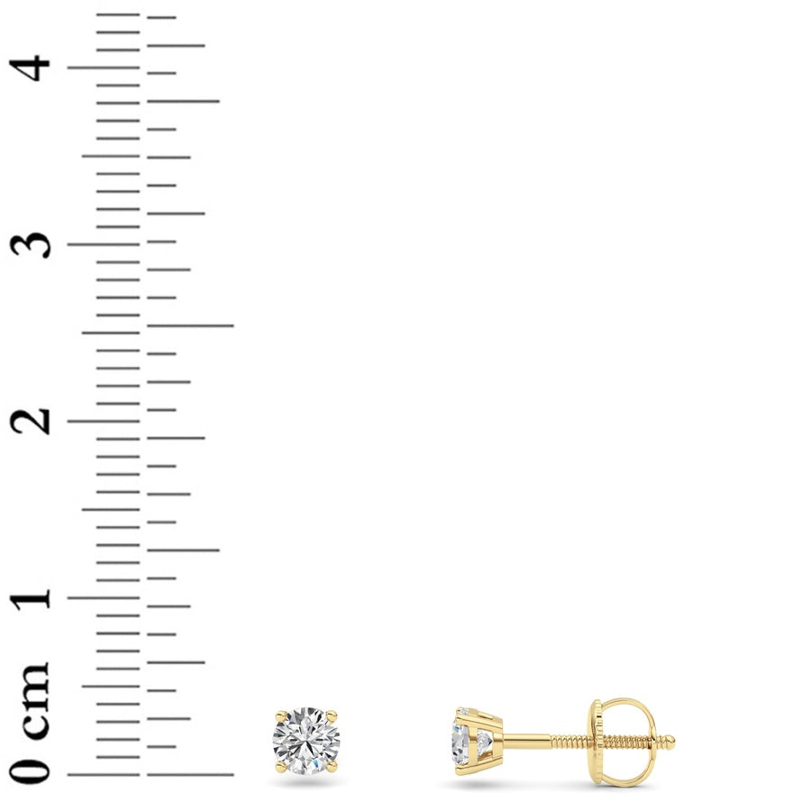 0.5Cttw Round Shaped Lab Grown Diamond (F/VS) StudEarrings in 14K Gold