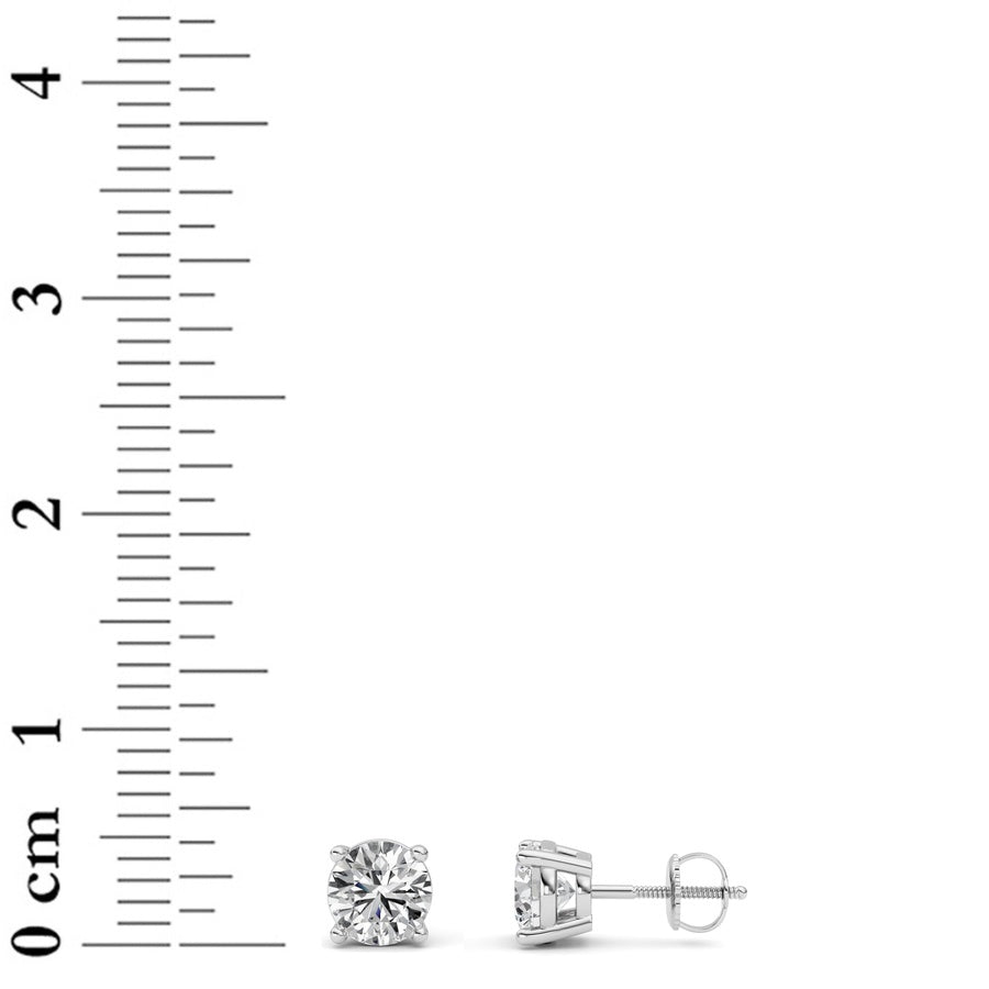 1Cttw Round Shaped Lab Grown Diamond (F/VS) Stud Earrings in 14K Gold