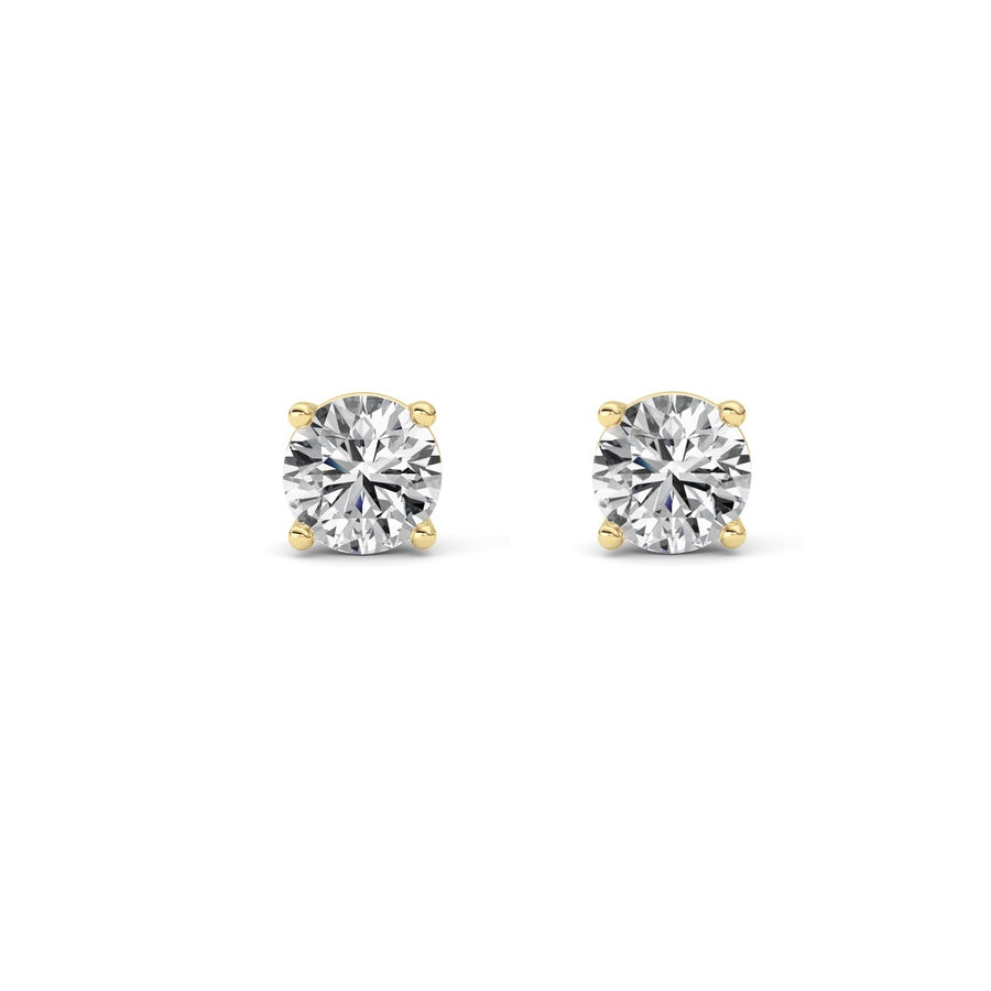 1Cttw Round Shaped Lab Grown Diamond (F/VS) Stud Earrings in 14K Gold