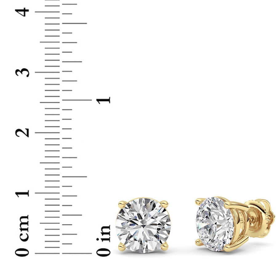 6Cttw Round Shaped Lab Grown Diamond (F/VS) Stud Earrings in 14K White Gold