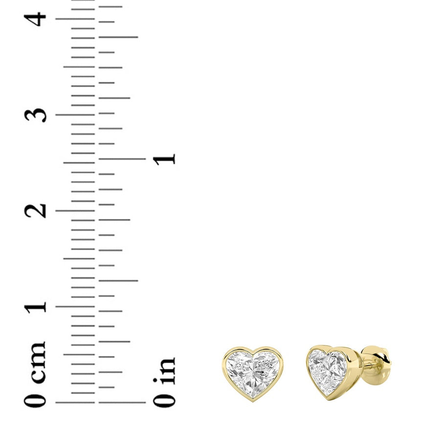 Heart Shape Bezel Set Stud Earrings lab grown diamond