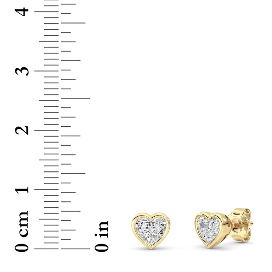 Heart Shape Bezel Set Stud Earrings lab grown diamond