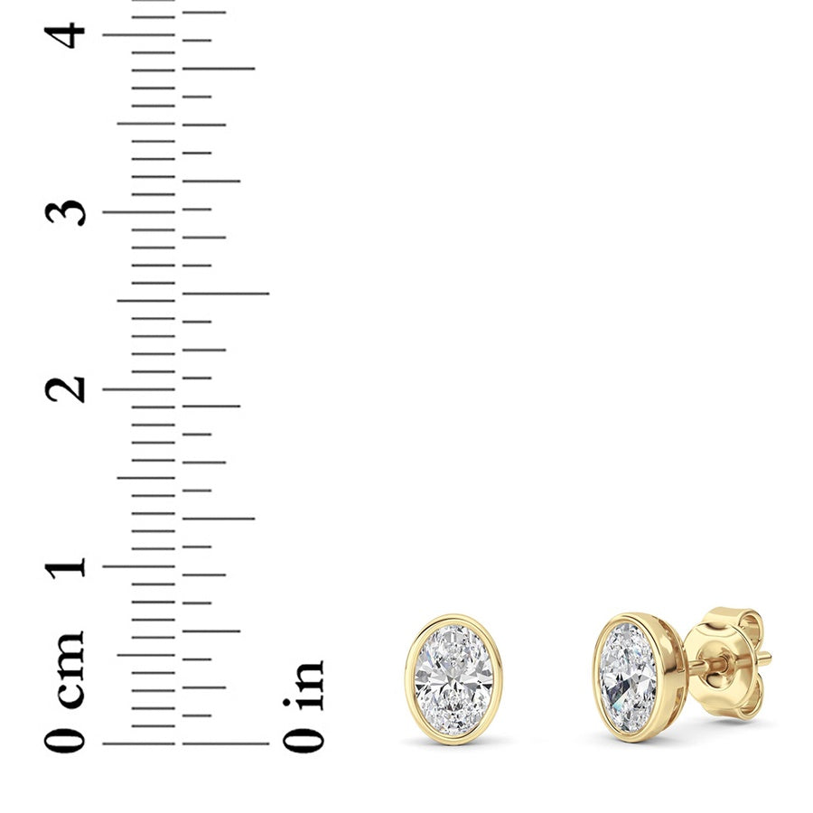 Oval Shape Bezel Set Stud Earrings lab grown diamond
