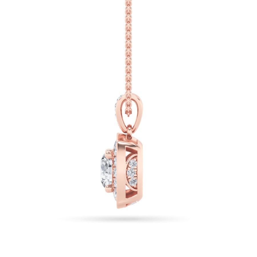 Round Shape Halo Pendant lab grown diamond