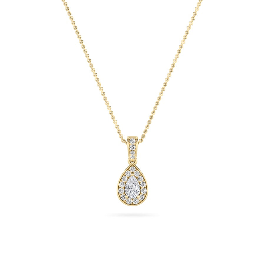 Pear Shape Halo Pendant lab grown diamond