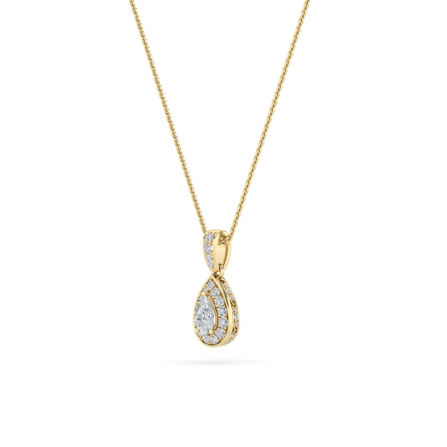 Pear Shape Halo Pendant lab grown diamond