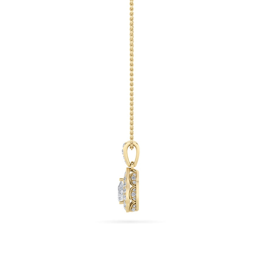 Pear Shape Halo Pendant lab grown diamond