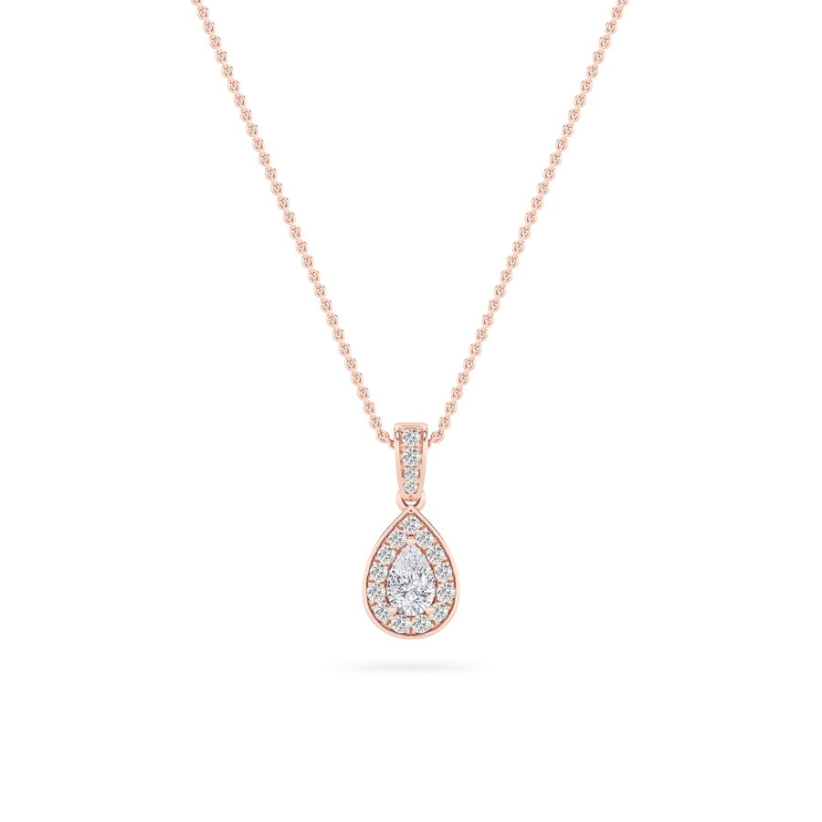 Pear Shape Halo Pendant lab grown diamond