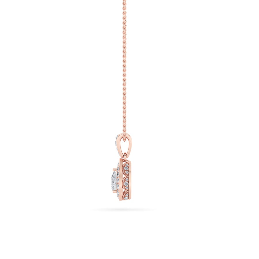 Pear Shape Halo Pendant lab grown diamond