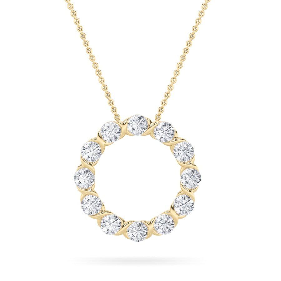 2Cttw Round Shaped Lab Grown Diamond (F/VS) CirclePendant in 14K Gold
