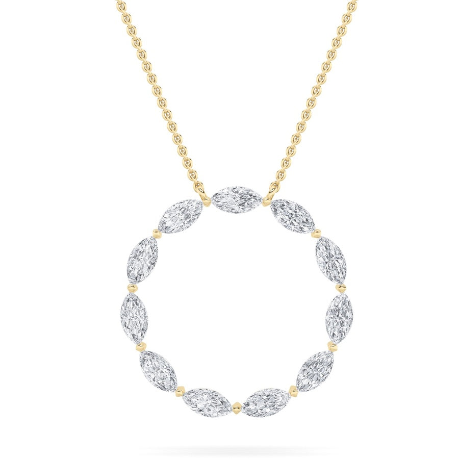 Marquise Shape Circle Necklace lab grown diamond