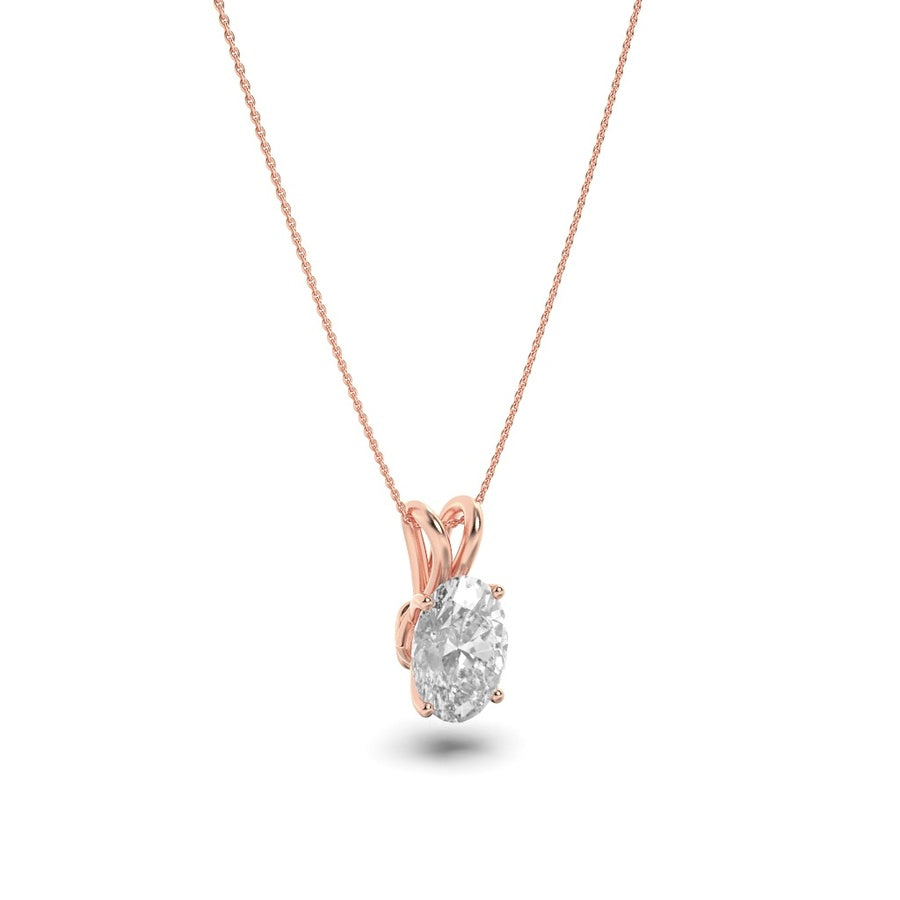 3Cttw Oval Shaped Lab Grown Diamond (F/VS) Split Bale Solitaire Pendant in 14K Gold