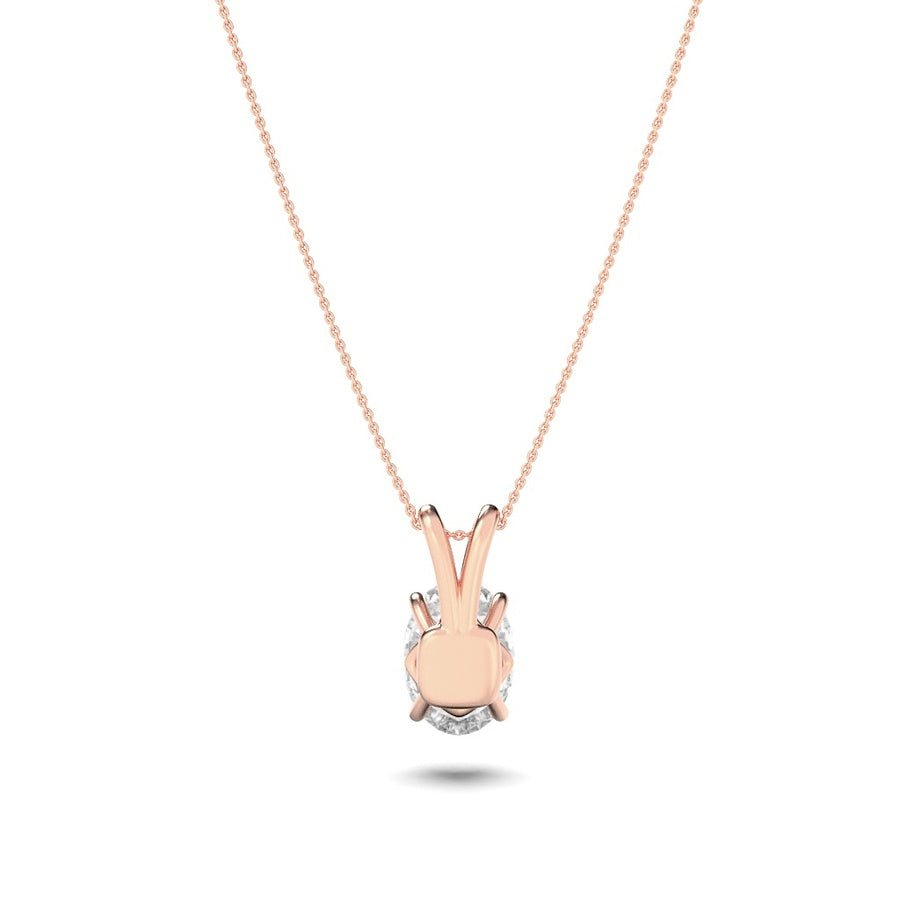 3Cttw Oval Shaped Lab Grown Diamond (F/VS) Split Bale Solitaire Pendant in 14K Gold