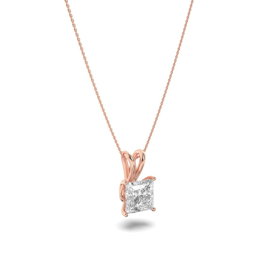 Princess Shape Split Bale Solitaire Pendant lab grown diamond